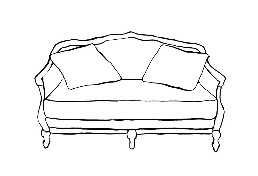 Ilustración sofá Luis XIV