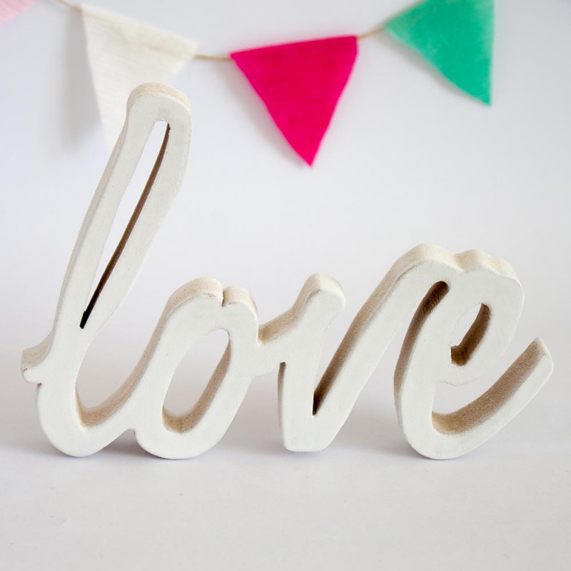 Texto Love letras Cartel de madera soporte 16,5 cm Blanco Shabby Decoración Amor 