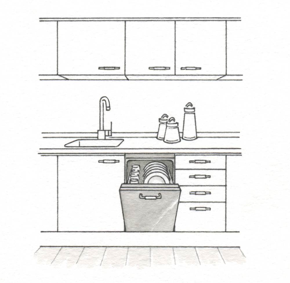 Ilustración de cocina con lavavillas _424393
