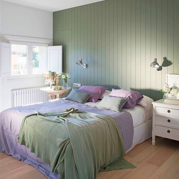 Dormitorio en verde y lila_359678