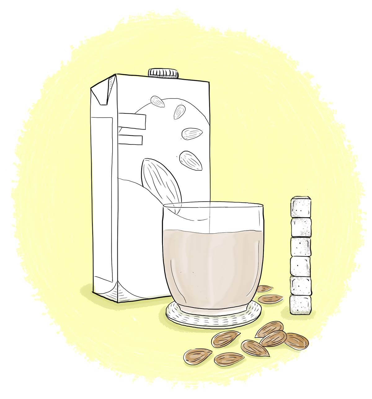 cuanto azucar contiene un brick de leche de almdendras