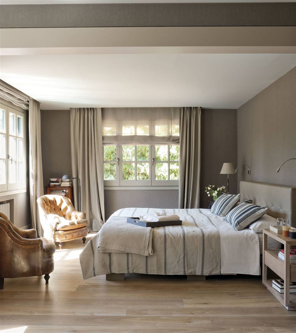 Dormitorio en color marrón de Cuca Arraut