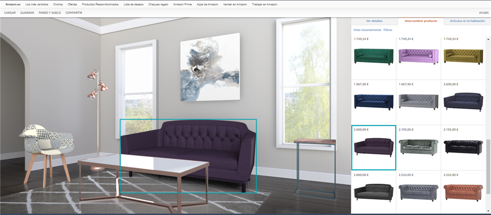 Amazon Showroom herramienta virtual para ver cómo quedan los muebles y accesorios