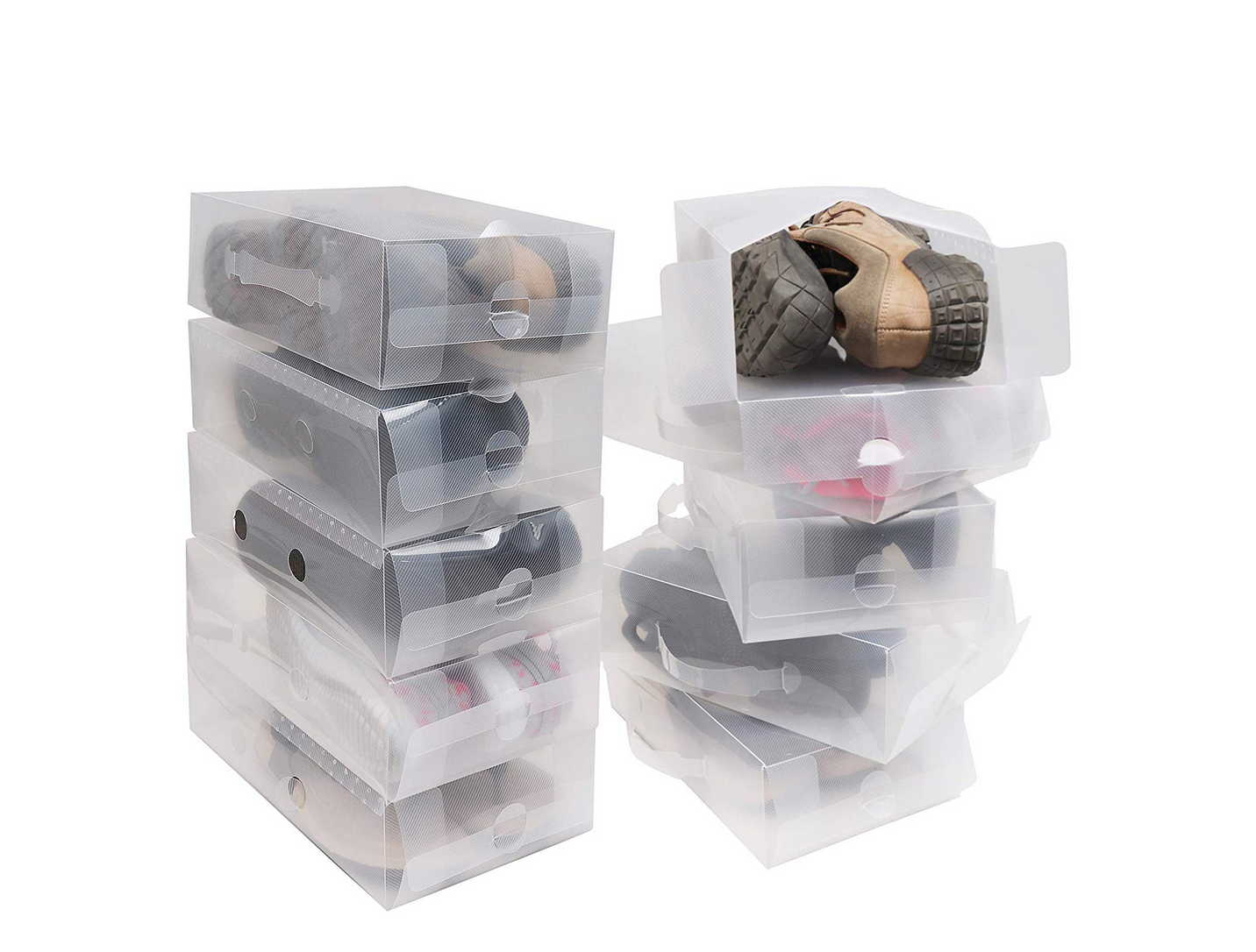 estante para zapatos 12 piezas caja de almacenamiento de tipo cajón móvil Meerveil Caja de zapatos plegable transparente para zapatos ahorro de espacio fácil de montar 