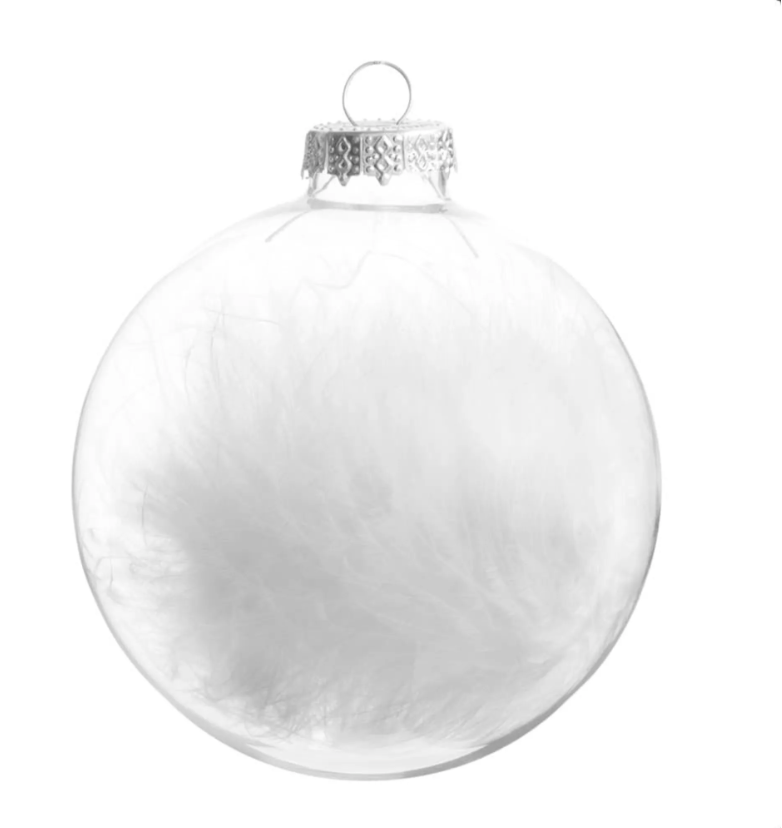Lunji 24 Bolas de Navidad Decorativas para árbol de Navidad con Purpurina Bola de Navidad Blanca 