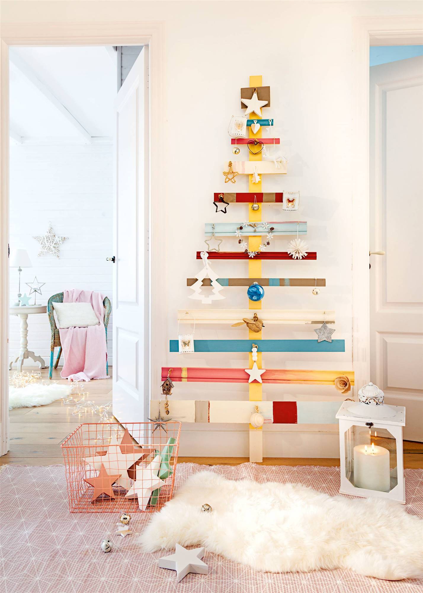 Kicode Árbol de Navidad Creativo Caja de madera de madera de Navidad Calendario Casa Tabla de Sobremesa regalos La decoración decoración del ornamento 