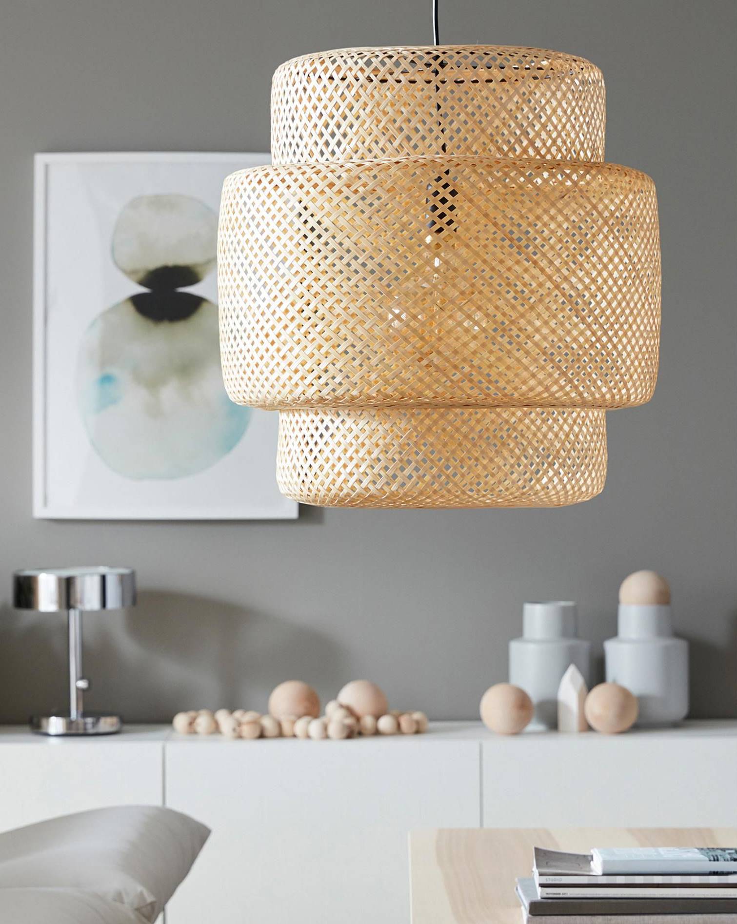 Lámpara de techo de bambú SINNERLIG de IKEA