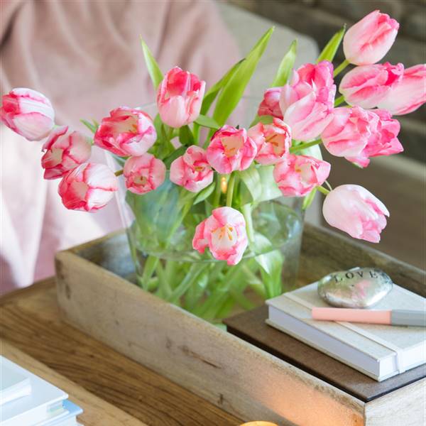 Tulipanes rosas y velas