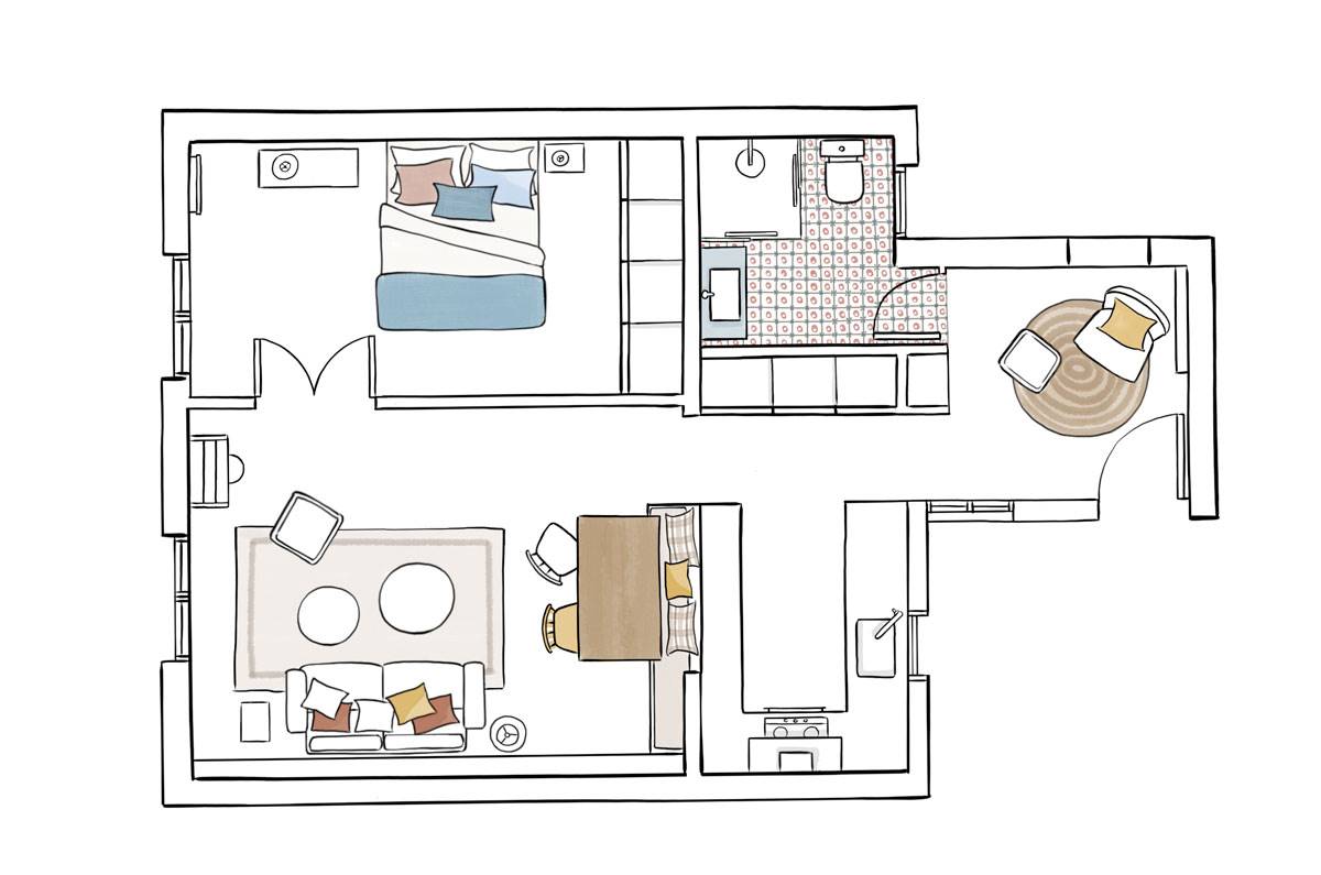Plano de piso de 50 m2
