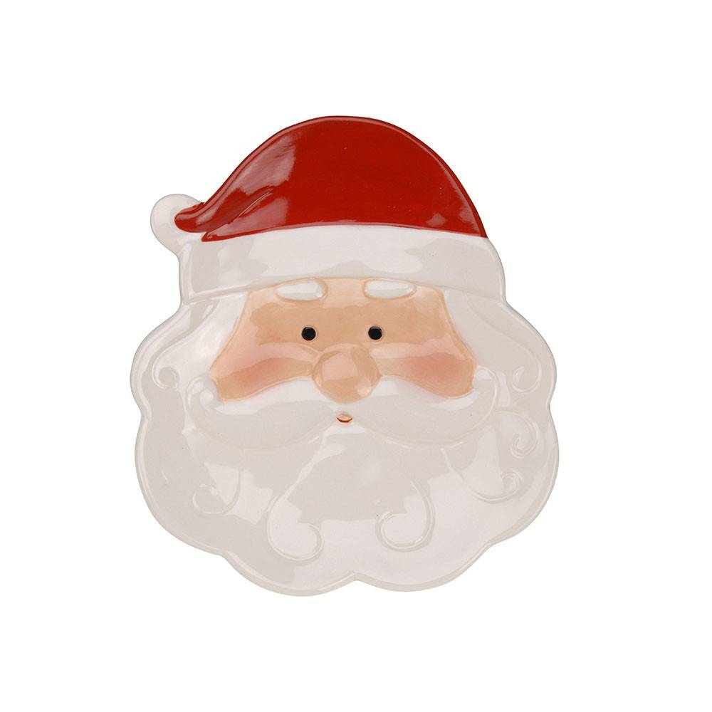 Plato de cerámica con la cara de Papá Noel
