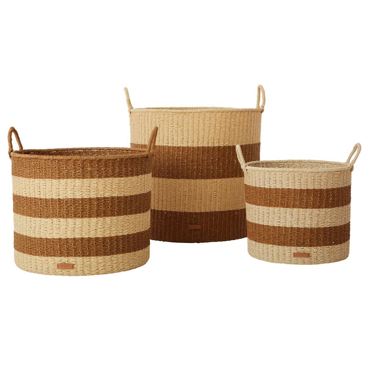 Set de tres cestas de fibras naturales