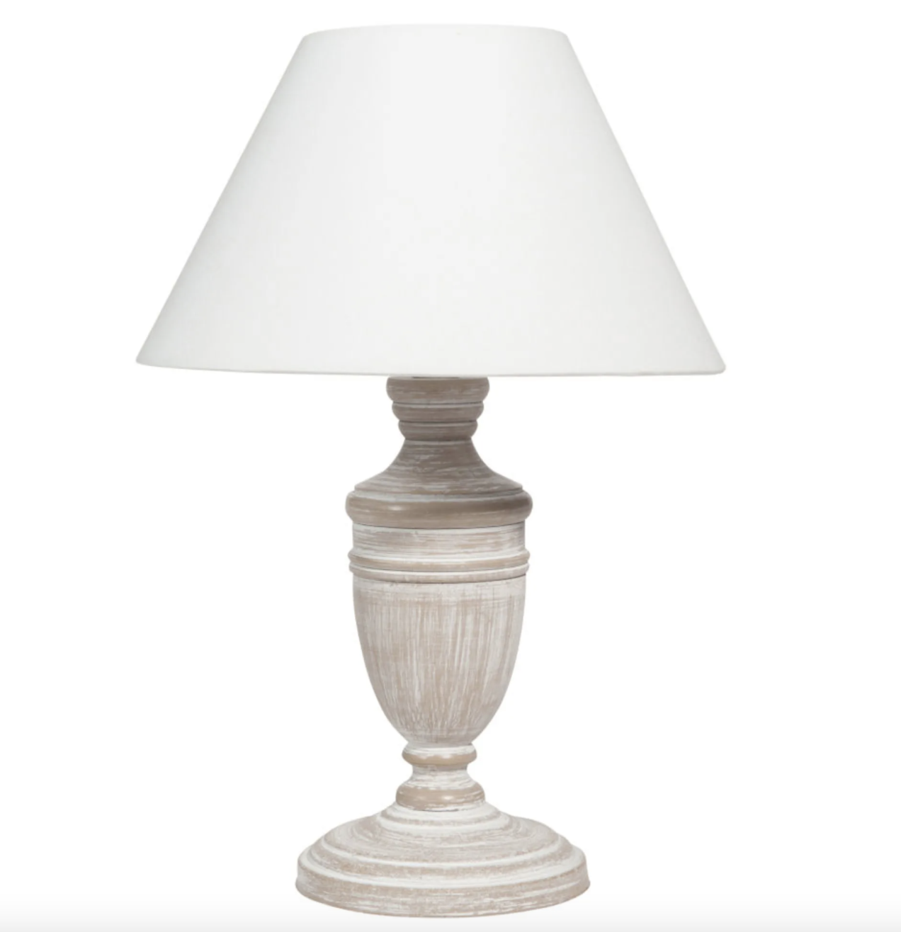 Lámpara de paulonia blanqueado con pantalla blanca