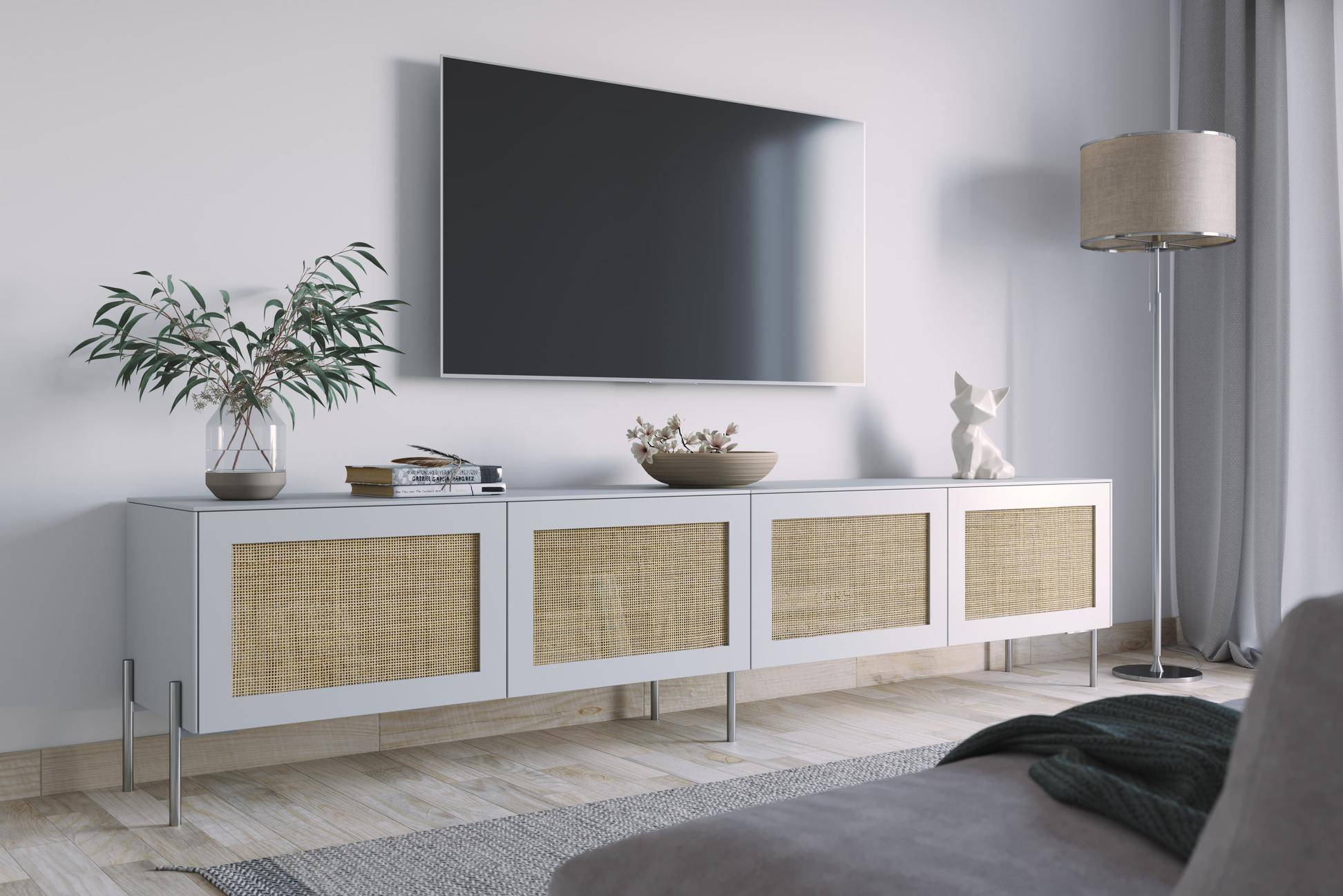 Hack del mueble de televisión BESTÅ de IKEA con puertas de rejilla
