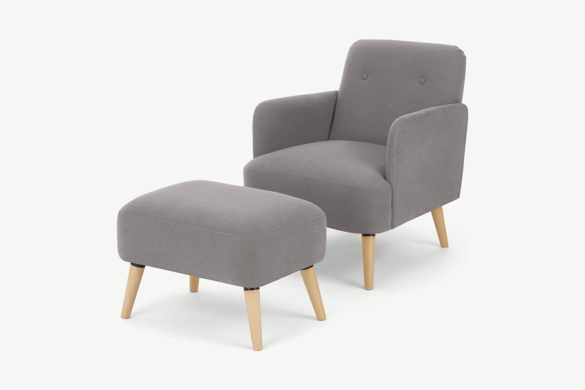 Un conjunto estupendo: sillón y reposapiés en gris nube 