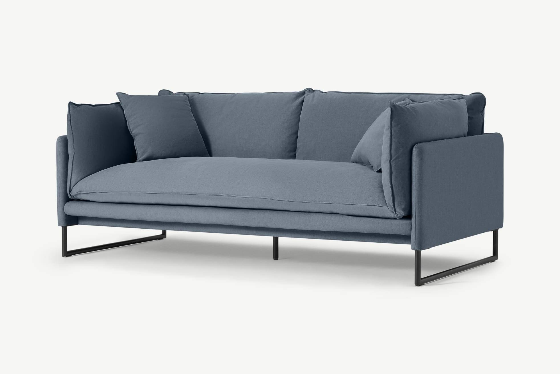 Un sofá de 3 plazas de algodón y mezcla de lino 