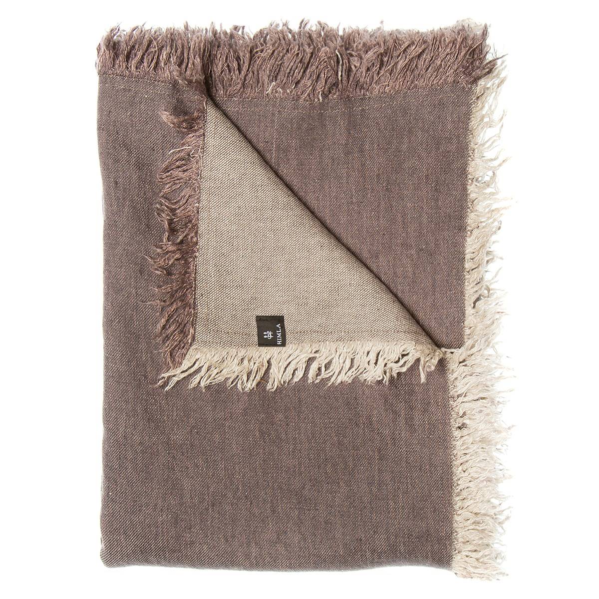 Manta de lino con flecos en color marrón de Nordic Nest