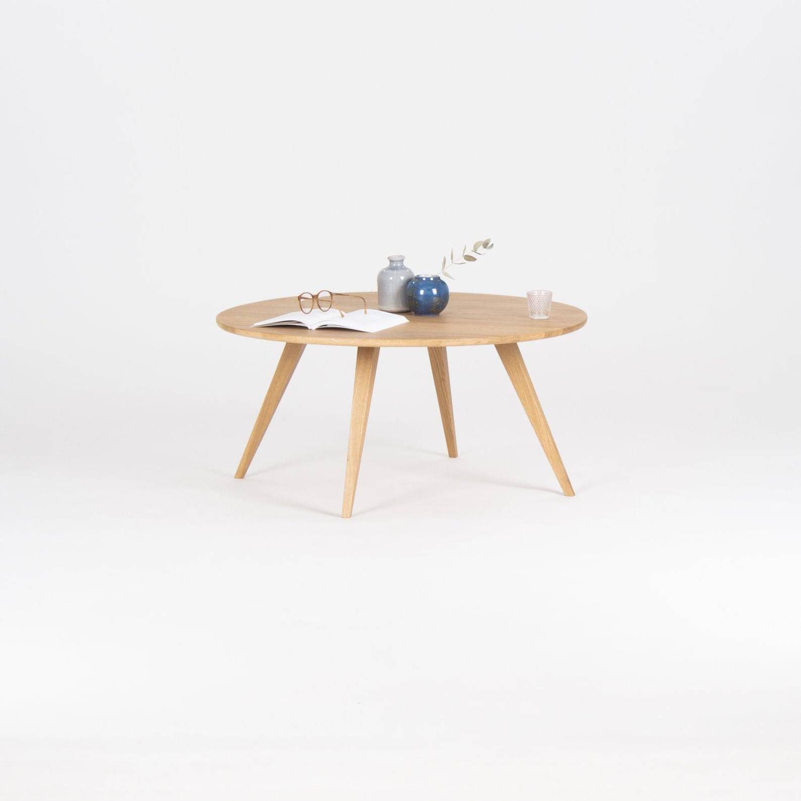 Mesa de centro redonda de madera de Etsy