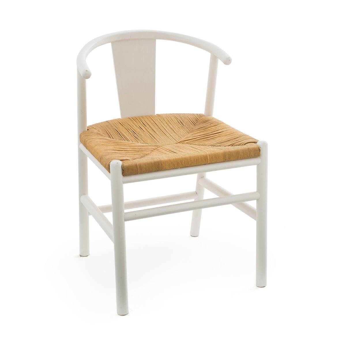 Silla nórdica con asiento trenzado y estructura en color blanco de La Redoute