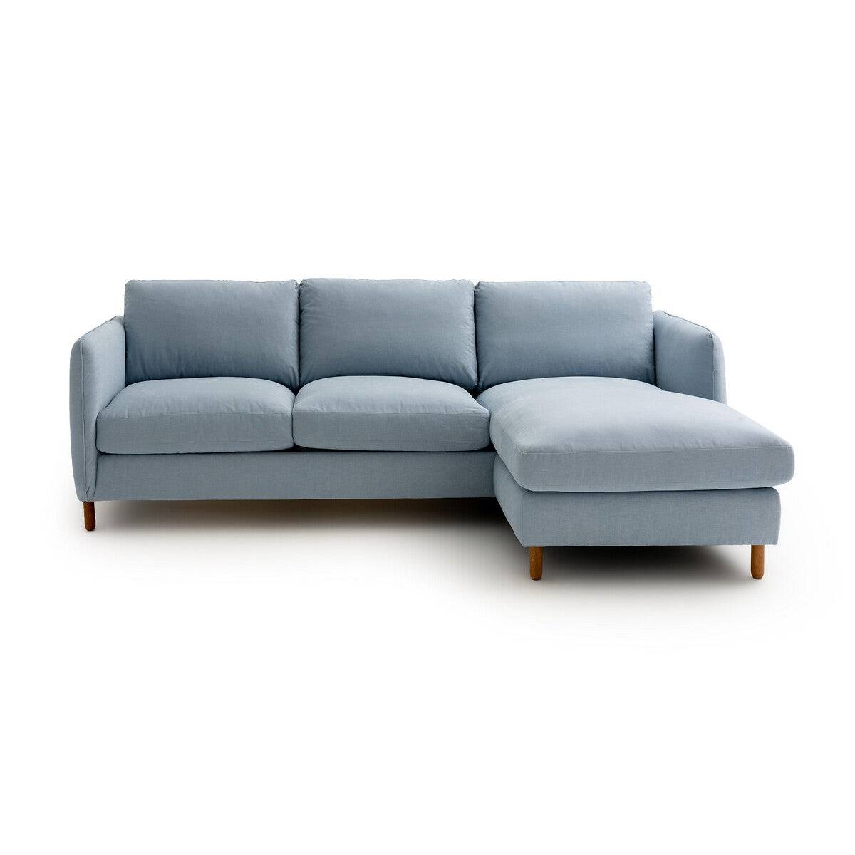 Sofá cama con chaise longue de algodón en color azul modelo Loméo de La Redoute