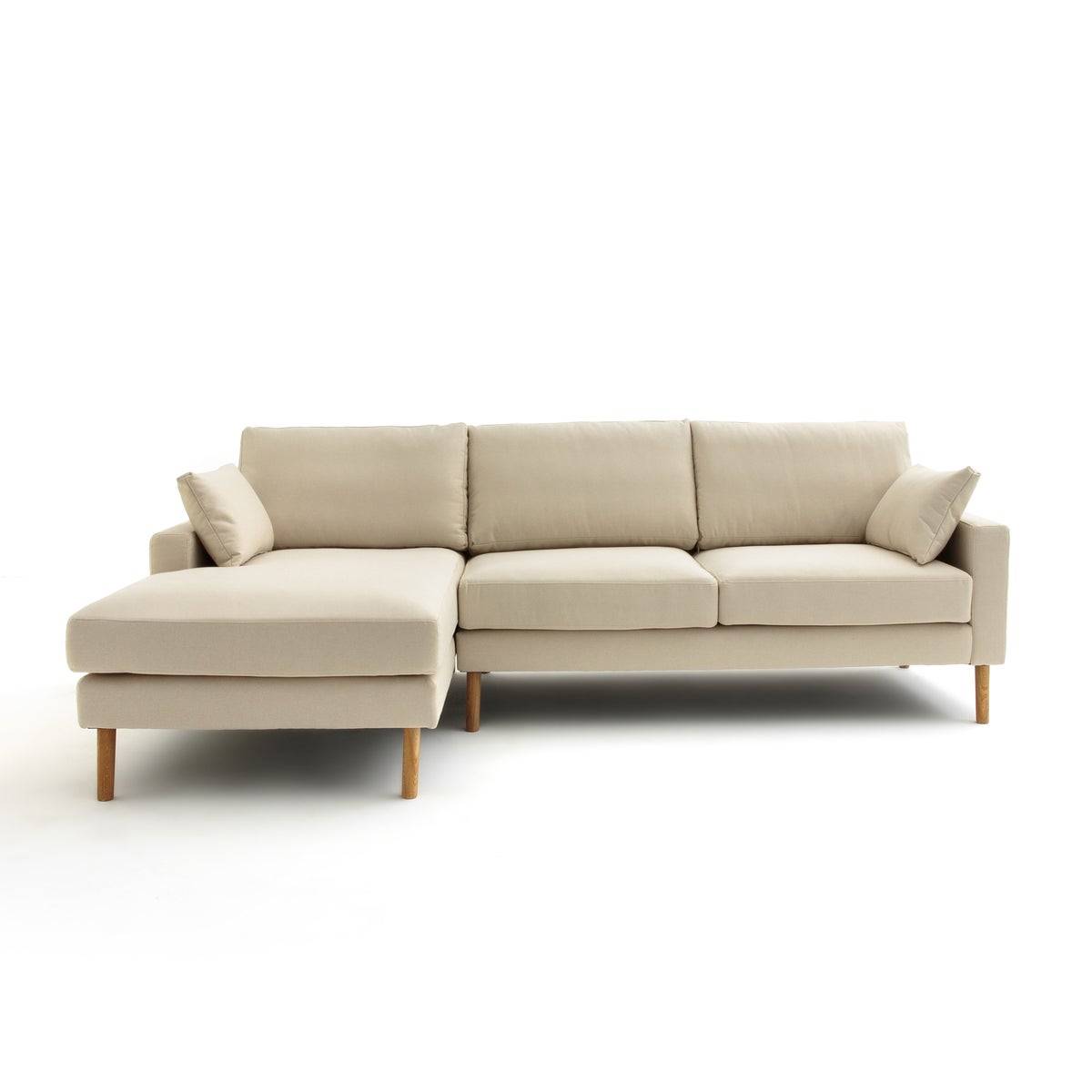 Sofá con chaise longue de tejido texturizado en color beige modelo Stockholm de La Redoute