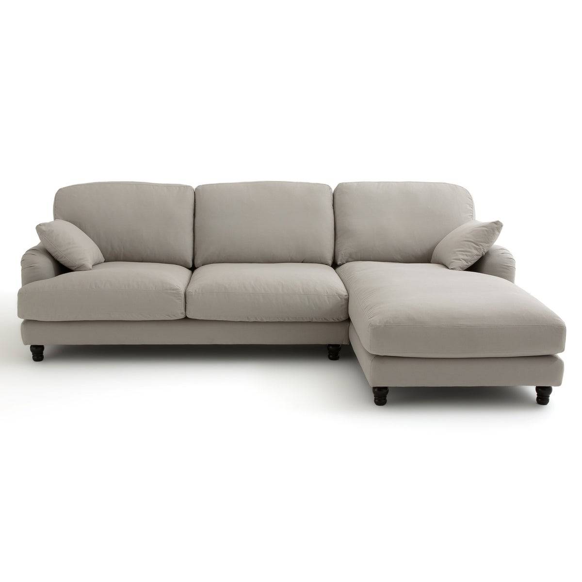 Sofá con chaise longue tapizado en algodón en color gris modelo Noon de La Redoute