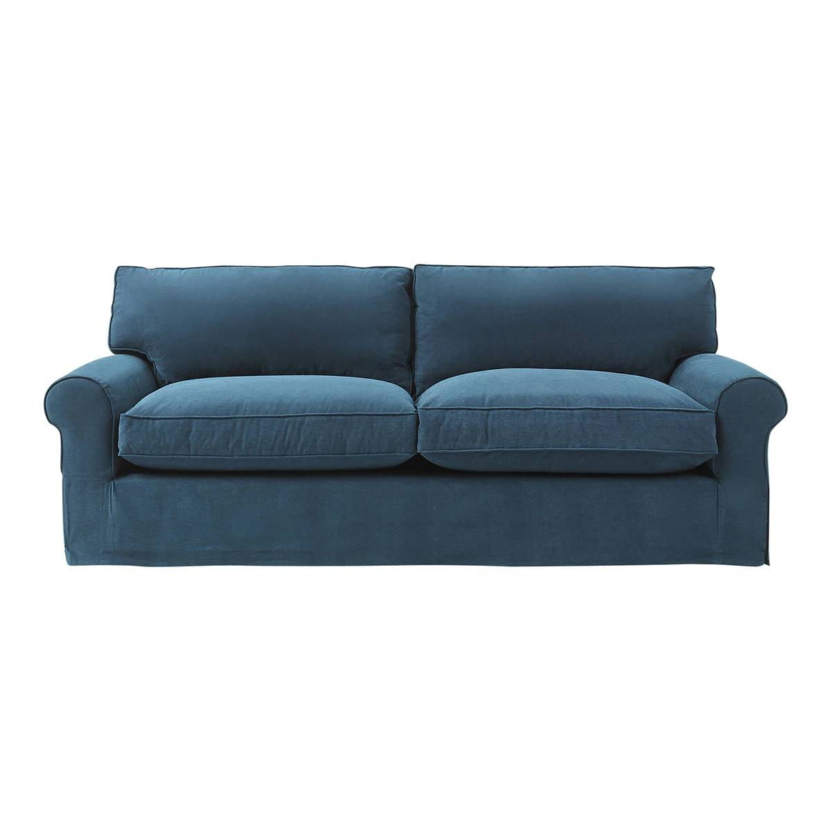 Sofá tapizado desenfundable de 3 plazas en color azul modelo Noa de El Corte Inglés
