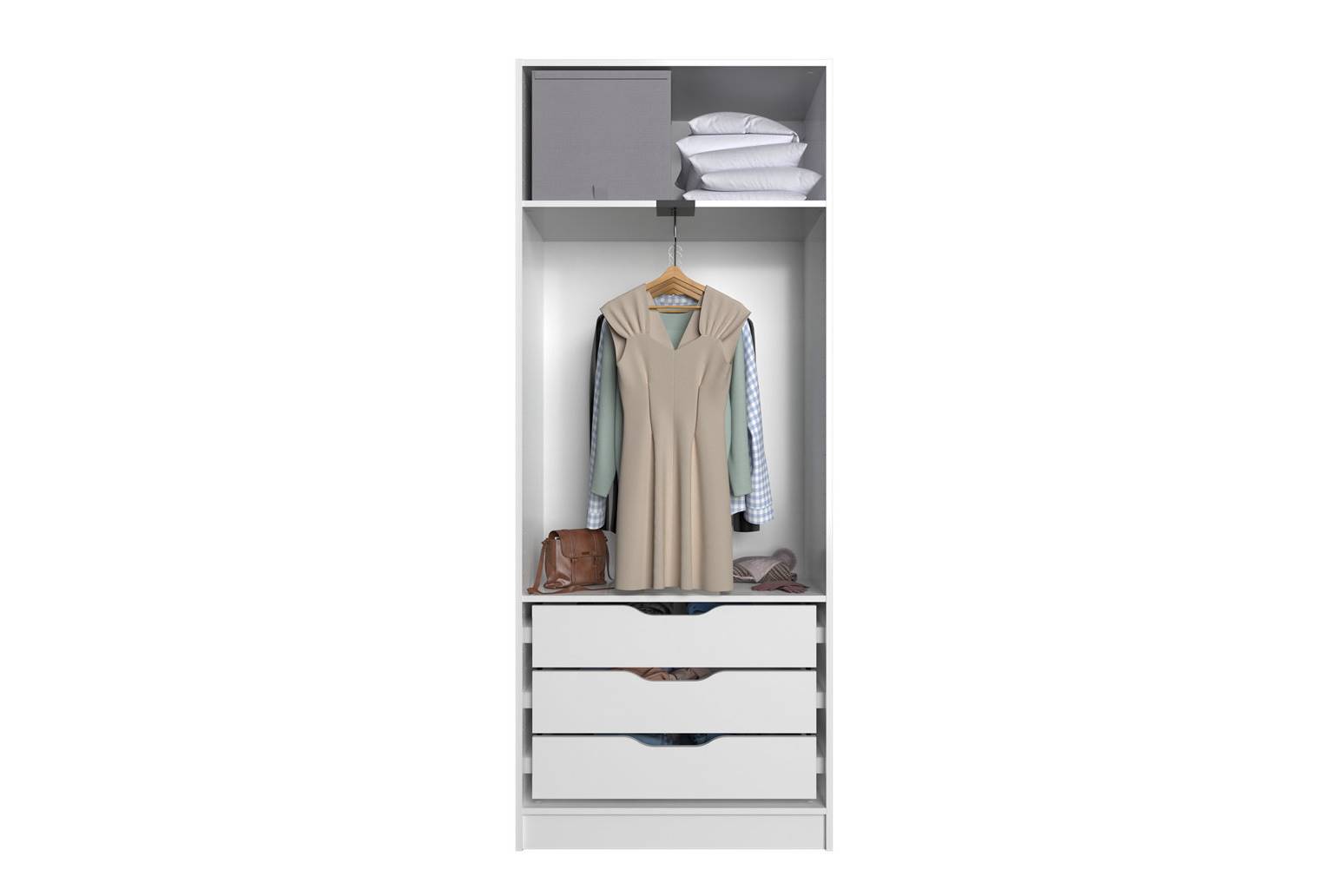 Armario vestidor sin puerta en color blanco de Leroy Merlin 