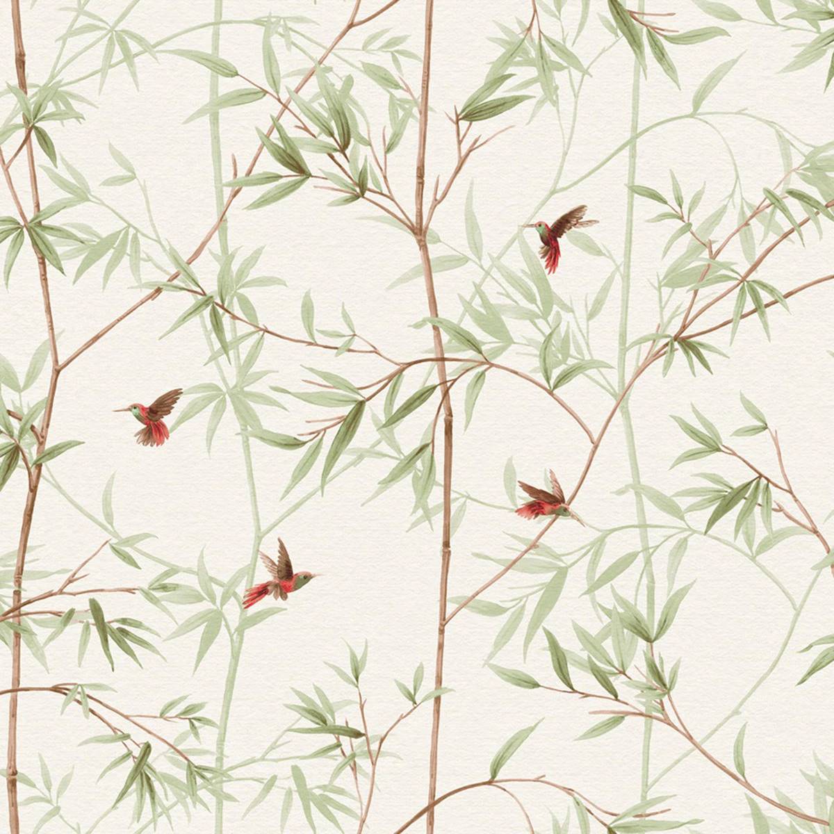 Papel pintado TNT Bambú colibrís, de El Corte Inglés