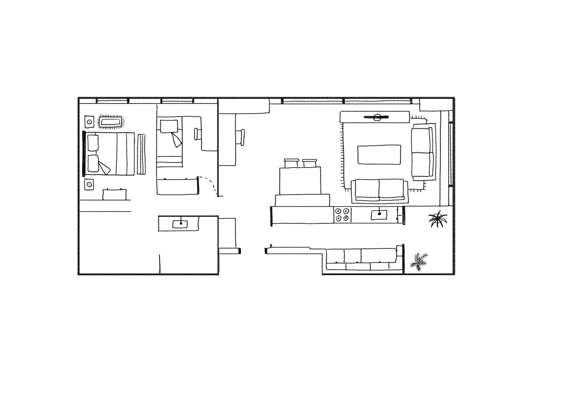 Plano del piso decorado con muebles de IKEA 00493827