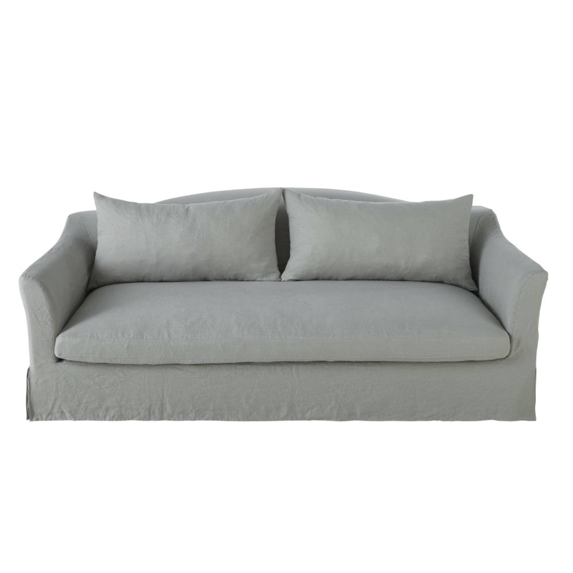 Sofá cama de 4 plazas de lino lavado gris claro de Maisons du Monde