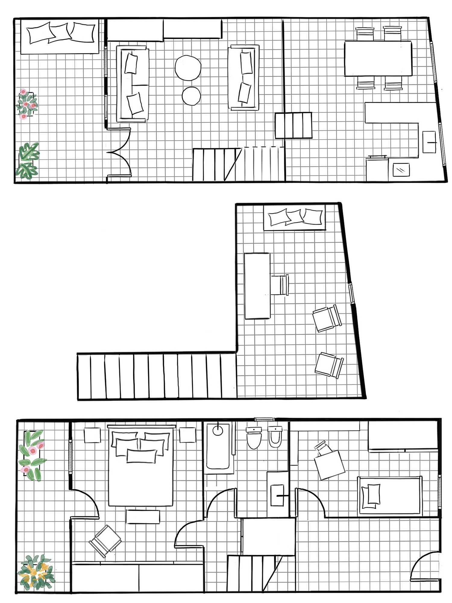 Plano piso de 75 m2