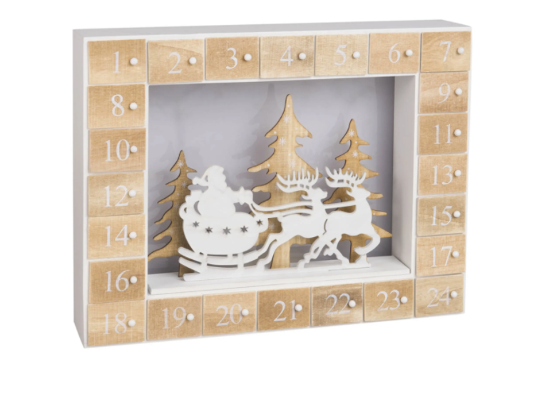 Calendario del Adviento para rellenar con decoración de trineo