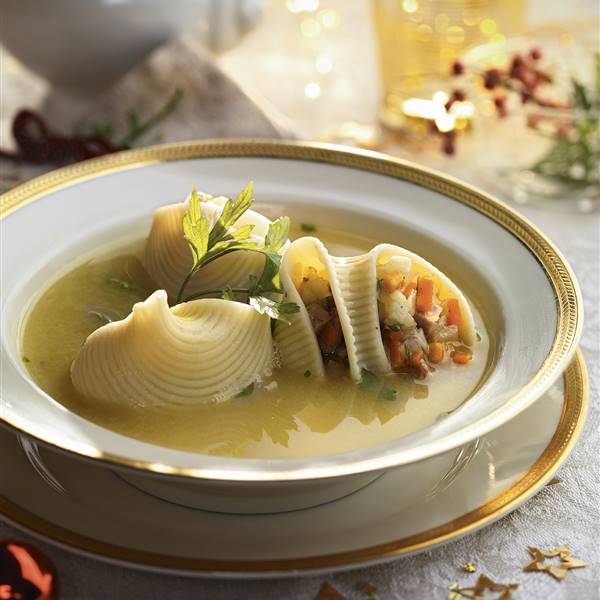 Sopa de galets rellenos: la sabrosa receta perfecta para los fans de la pasta también en Navidad