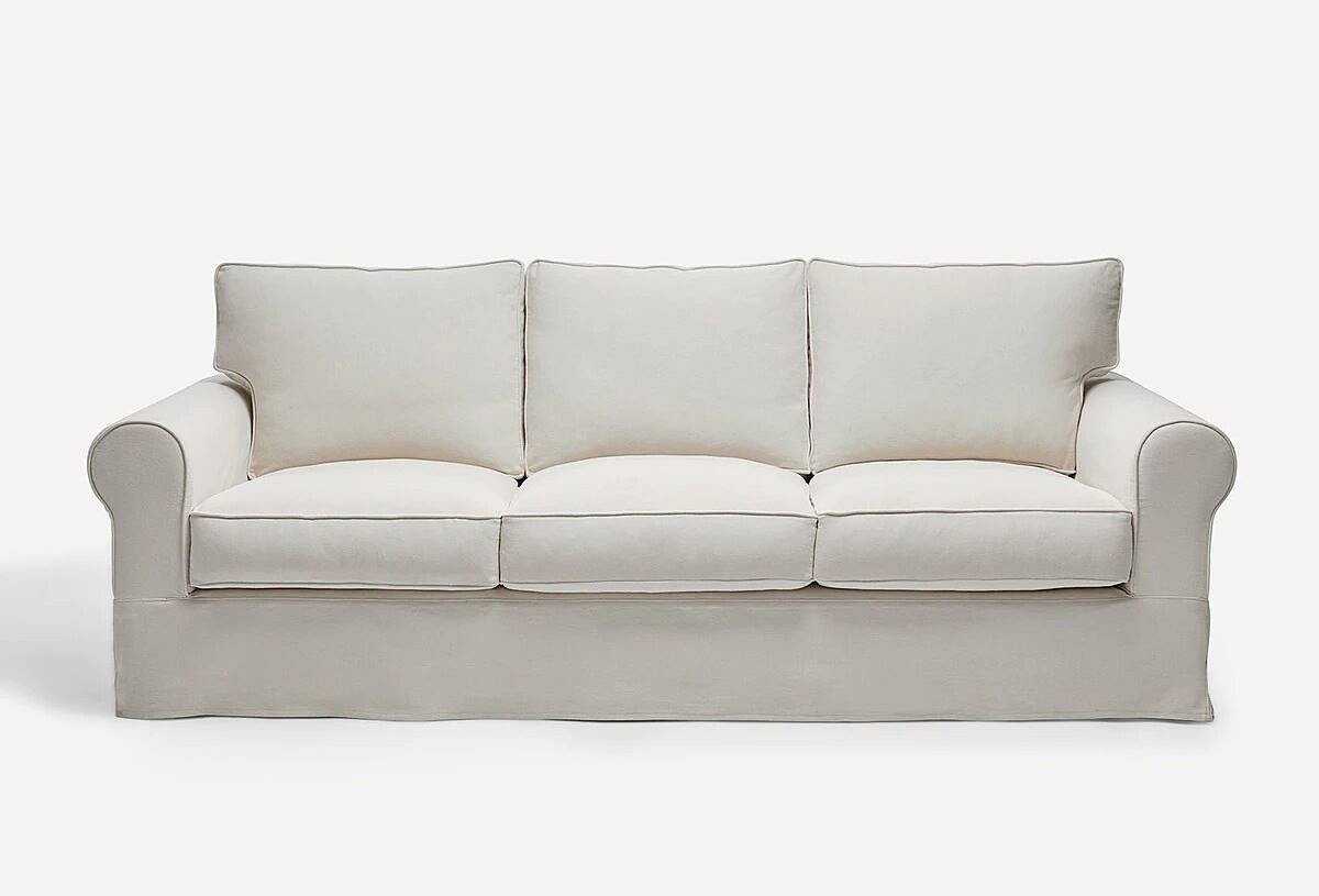 Sofá de 3 plazas de algodón y lino con brazo redondo Bolonia de El Corte Inglés