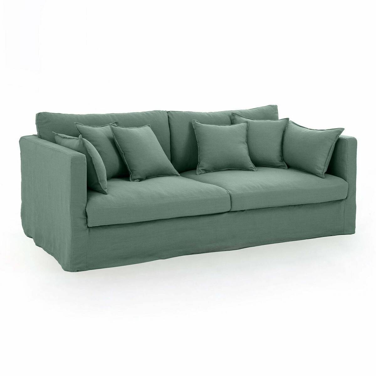 Sofá de lino en color verde de La Redoute