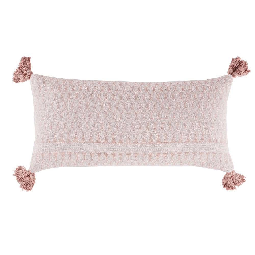 Cojín de algodón color rosa con estampado y pompones de Maisons du Monde