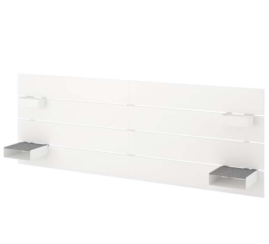 Cabecero blanco NORDLI de IKEA con mesitas