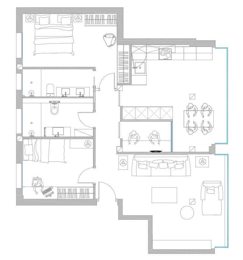 Plano de piso de 120 m2