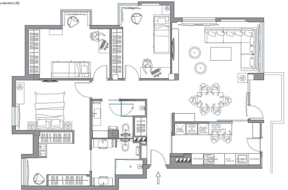 Plano de piso de 120 m2
