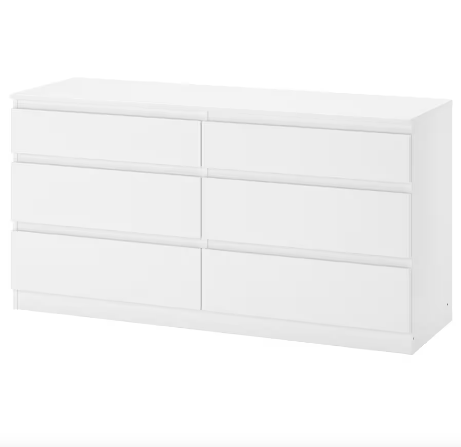 Cómoda Kullen de IKEA de 6 cajones blanca. 
