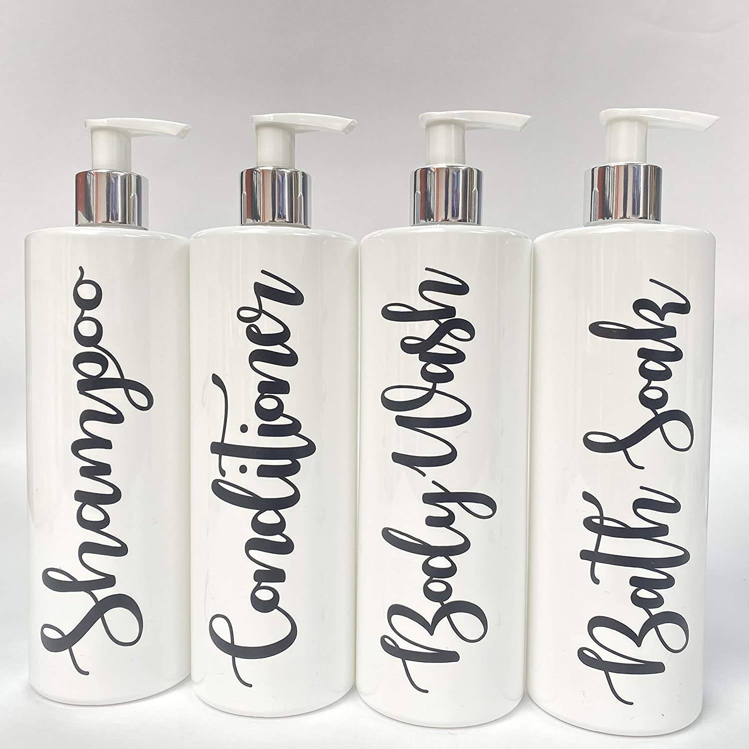 botellas blancas con pegatinas autoadhesivas champu amazon