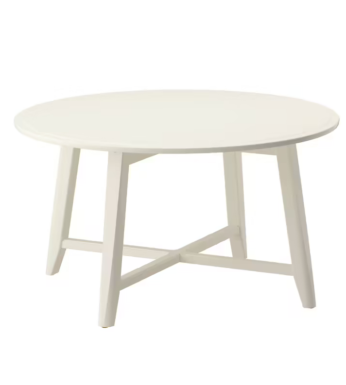 Ideas de IKEA para pisos pequeños 2022. Salón pequeño con mesa centro KRAGSTA blanco.