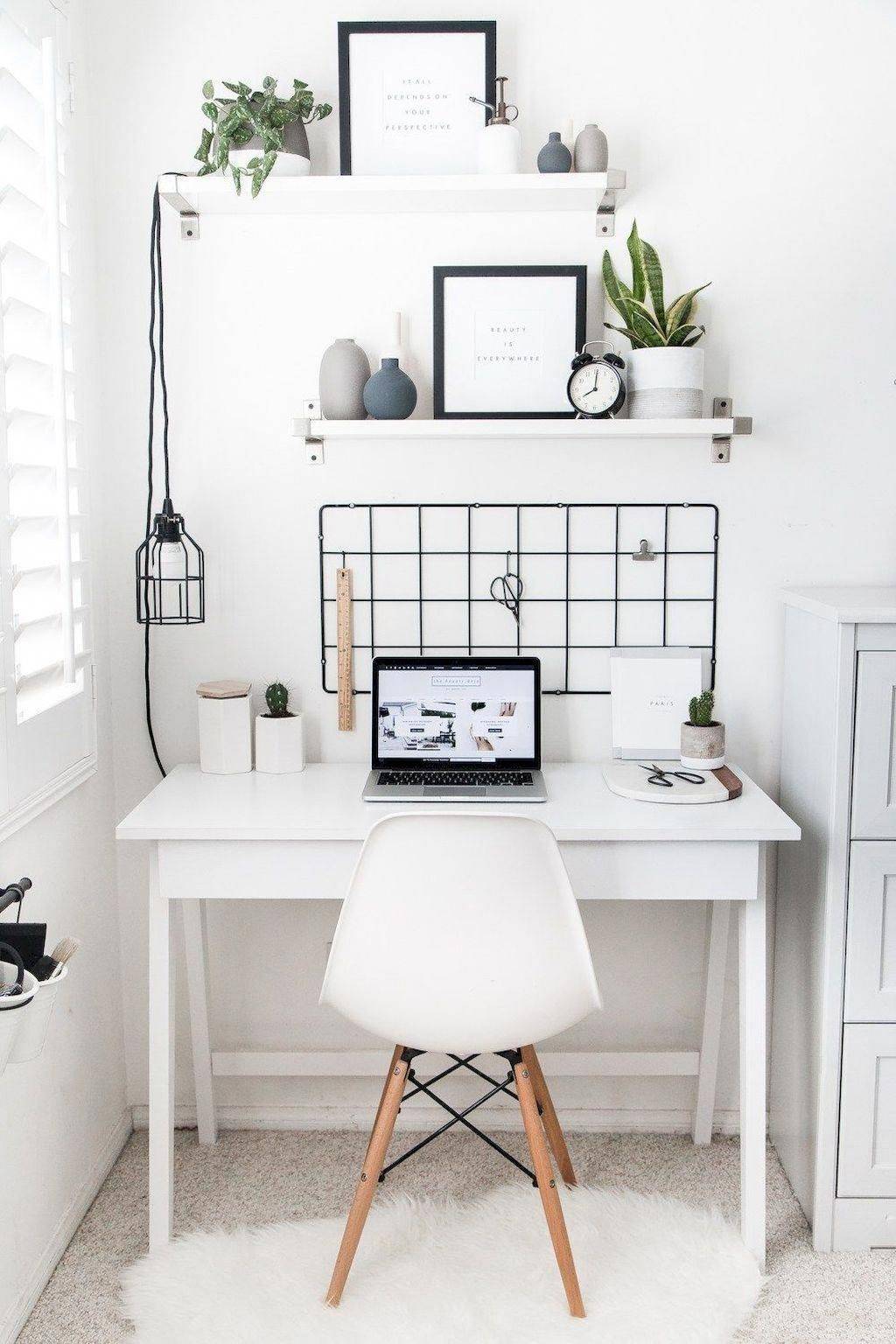 Despacho nórdico decorado en blanco de Pinterest