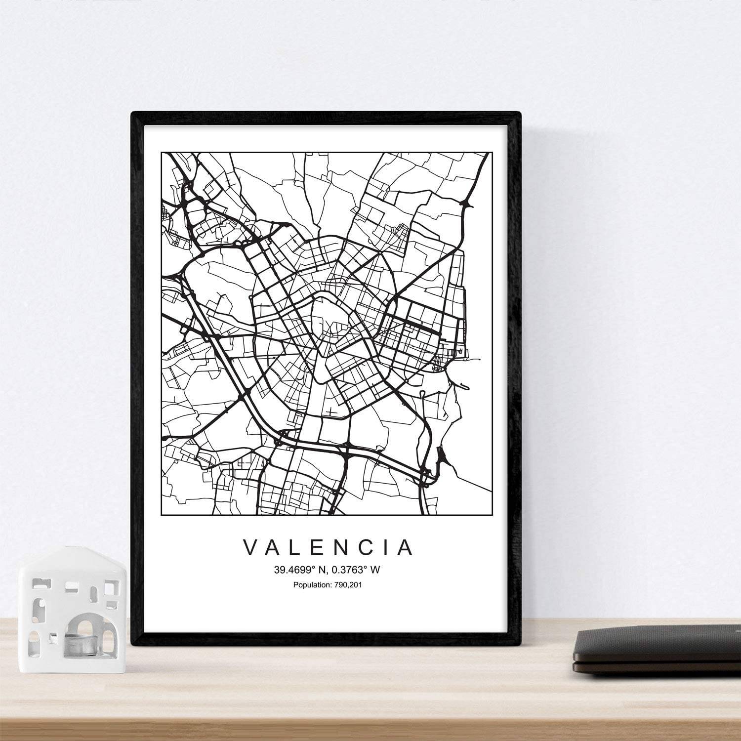Lámina decorativa con el mapa de Valencia de Amazon.
