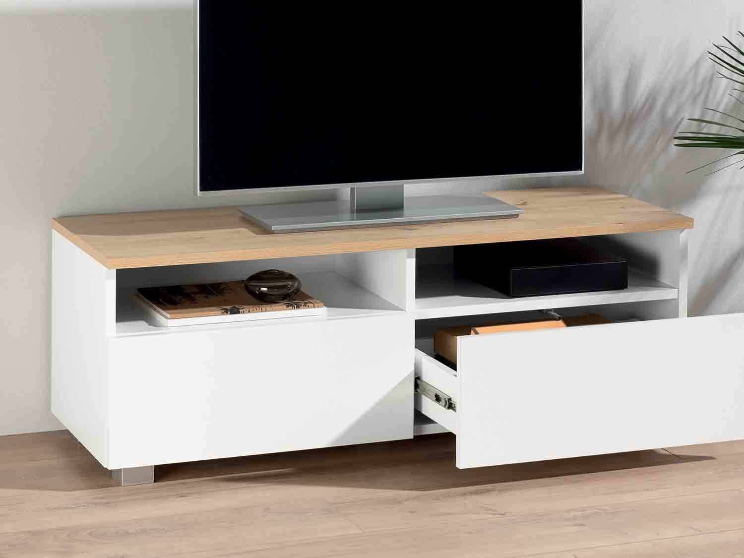 Muebles Lidl: mueble de televisión con dos compartimentos.