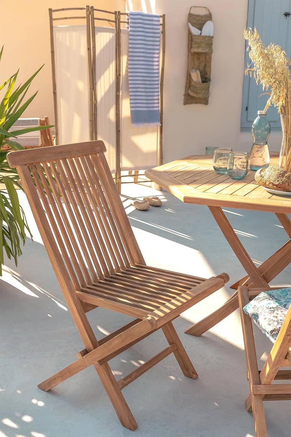 Rebajas muebles de jardín de Sklum: set de dos sillas de teca plegables