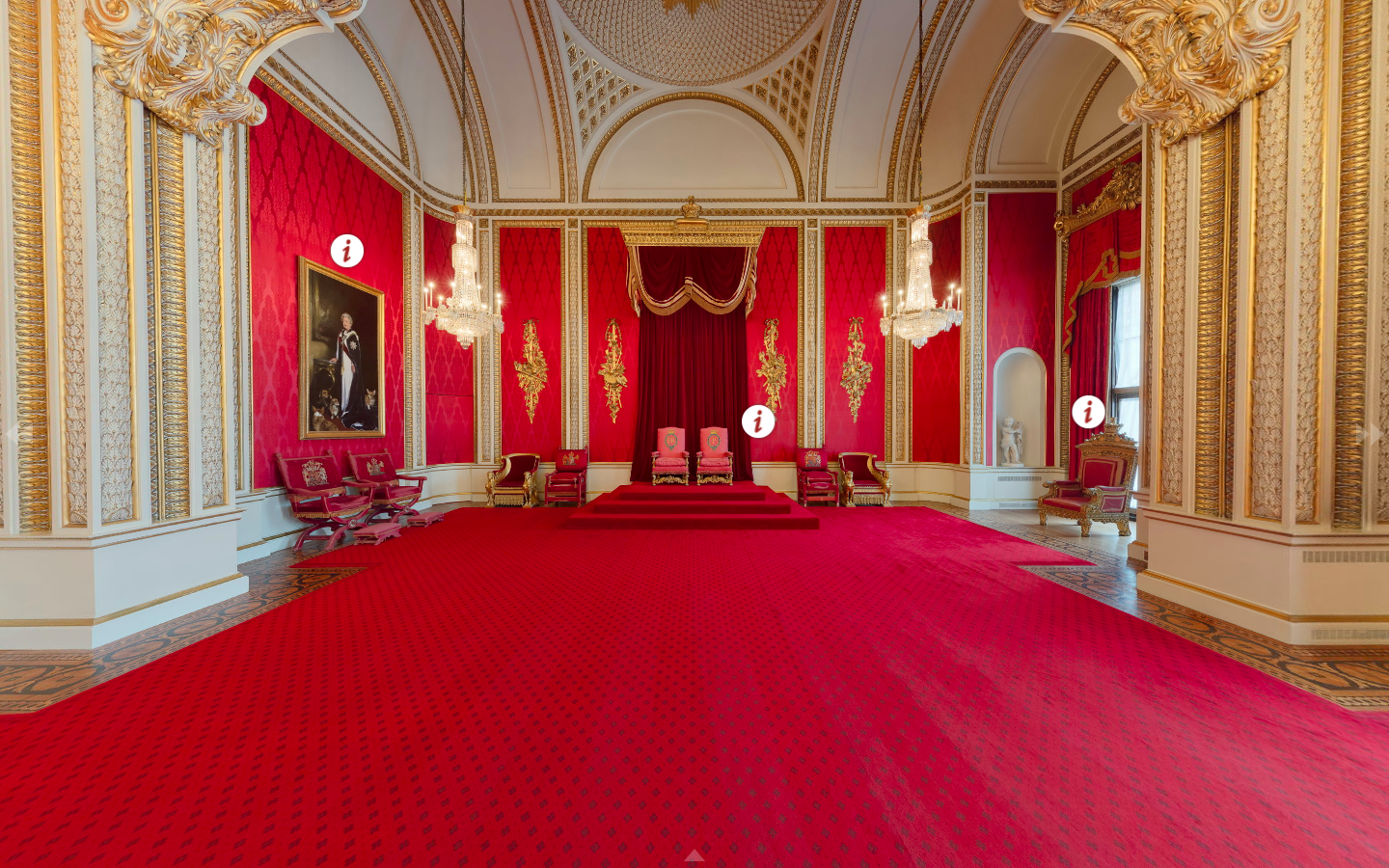 La sala del trono de Buckingham Palace.