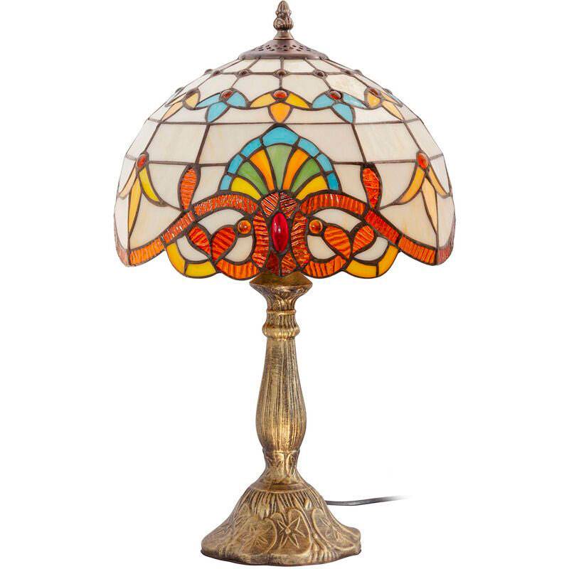 Lámpara de mesa tiffany cristal multicolores.