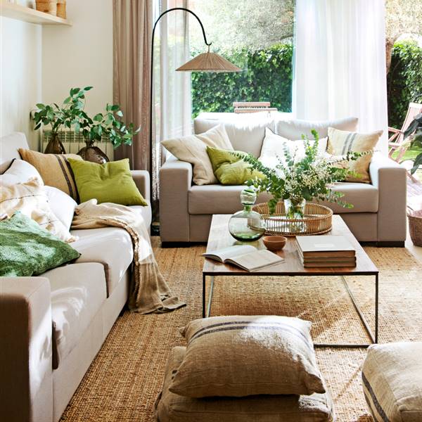 salon con dos sofas grises y alfombra de fibras 00524465