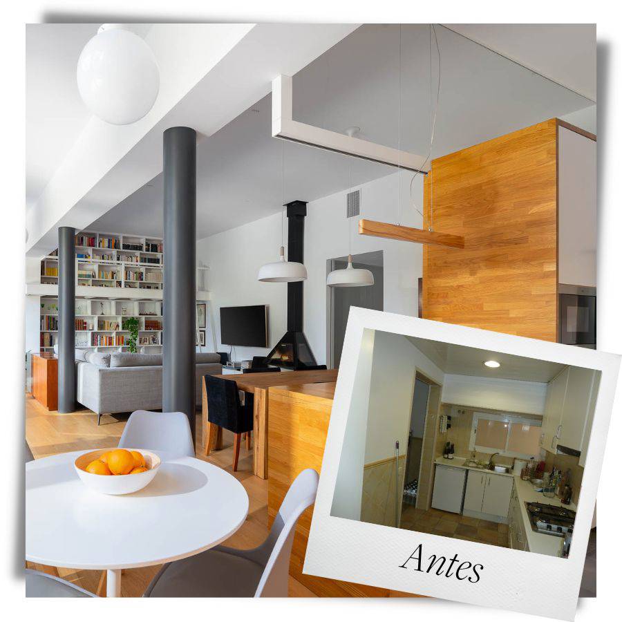 Antes y Después: de una planta baja oscura y con look de "oficina" a un piso moderno y espectacular.